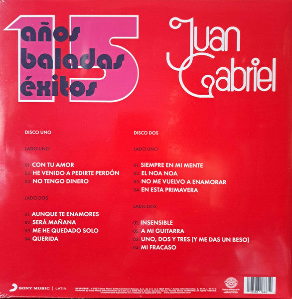Juan Gabriel- 15 Años Baladas Éxitos (brand new 2LP Red vinyl)