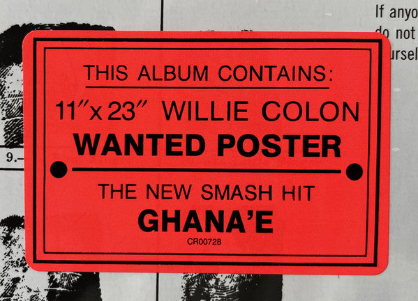 Willie Colon– Wanted For: The Big Break - La Gran Fuga (new vinyl)
