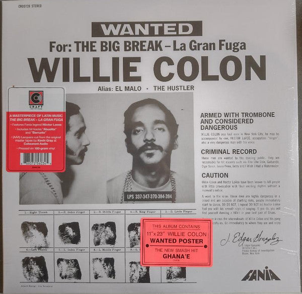 Willie Colon– Wanted For: The Big Break - La Gran Fuga (new vinyl)